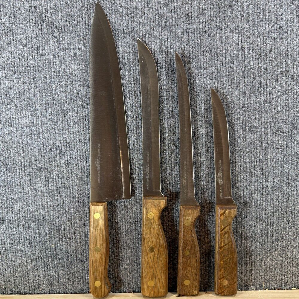 Vtg Old Homestead Stainless Steel Wood Knives JAPAN Chef Fillet Slicer Utility